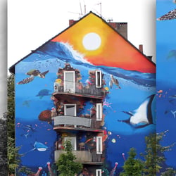 Gestaltung einer großen Fassade in Düsseldorf