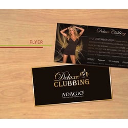 Deluxe Clubbing | DIN Lang, 2-seitig mit partiellem UV-Lack | zyklische Flyer für die jeweilig aktuelle Party des Veranstalters