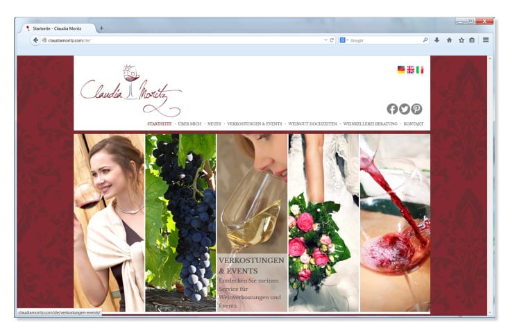 Internetpräsenz „Startseite“ . Claudia Moritz : http://claudiamoritz.com/de/