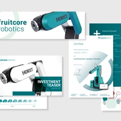 Gestaltung von Außenbanner, PPT-Decks, Infografiken, Assets, Partner-Zerifikate, etc. und Weiterentwicklung des CD´s