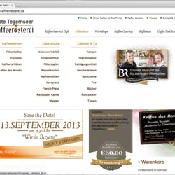www.tegernseer-kaffeeroesterei.de – Dropdown Menü