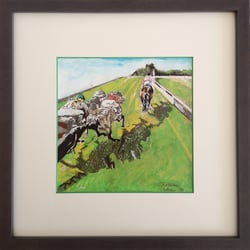 HEAVENLY RACEDAY, 2020, Grafik / Graphit und Acryl auf Papier, 30,7 × 30,7 cm, gerahmt