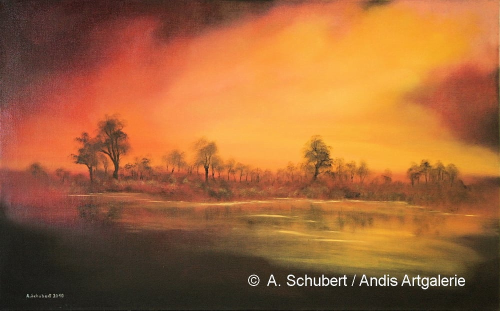 Stille – Inner Circle 27, Ein Abend am See, 2010, 100 × 160 cm, Öl