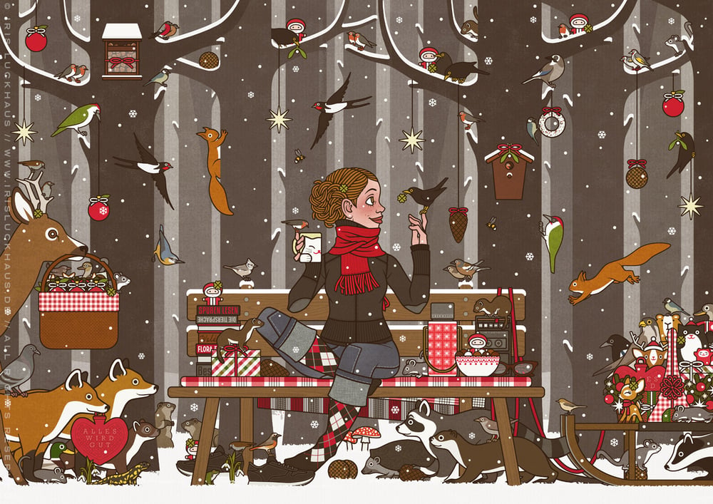 Lily Lux Weihnachtskarte Picknick im Wald