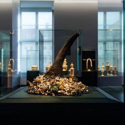 Mark Dion: The Academy of Things. New Curiosities for the Green Vault, Rhinoceros Horn, Ausstellungsansicht im Grünen Gewölbe