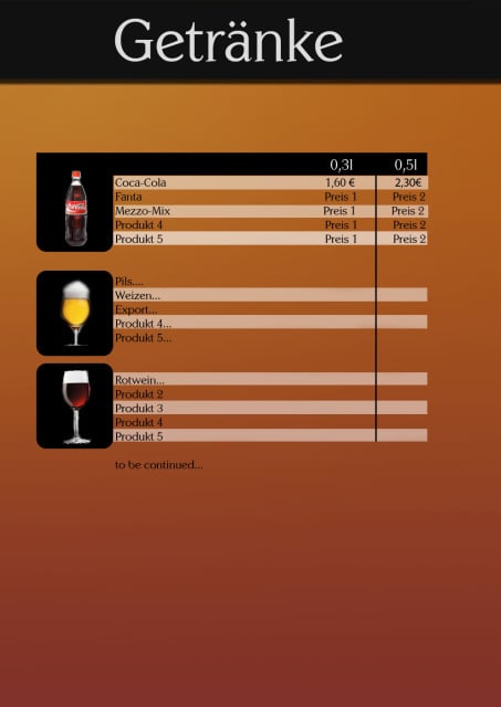Conceptual Design of a menu card