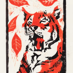 Tiger, Linoldruck