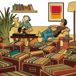 Musikexpress 07/08: Illustration zu einem Artikel über Musik-Aboservices im Internet