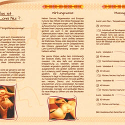 Faltflyer Lomi-Lomi-Nui Massagen Rückseite