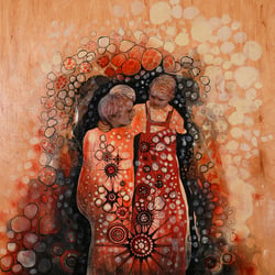 Timeline 18, mixed media on wooden body, 40 × 40 cm