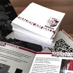 Print piece 12×12cm, 10-page promotional brochure for FFC Südost Zürich