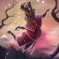 Character-Illustration: fallende Kirschblüten