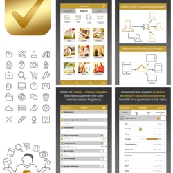 Icons im Kontext eines Gesamtprojektes (hier: Task Management App)