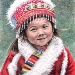 Tibetan Girl, Buntstift