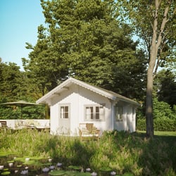 Blockbohlenhaus in der Natur