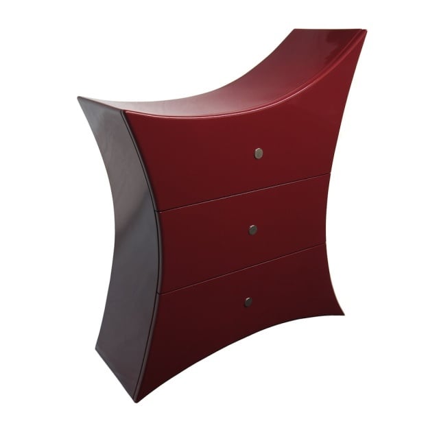 Kommode SHIKI mit drei Push-to-open Schubladen, rot hochglanz