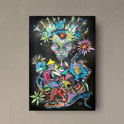 Cosmic Debris – Ölpastell und Acryl auf Papier 100×70cm