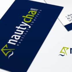Diseño de logotipo y papelería comercial de NAUTYCHA, nautical charters.