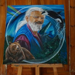 Acrylmalerei – Ein Schamane und seine Krafttiere – 70 cm x 100 cm