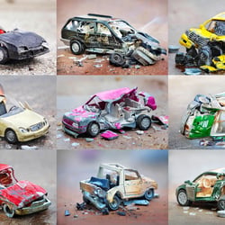 Unfallwagen – Im Jahr 2009 begonnene Fotoserie um einen kritischen Blick auf mediale Unfallberichterstattungen zu lenken.