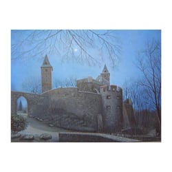 Burg Frankenstein Nachts / Acryl auf Sperrholzplatte