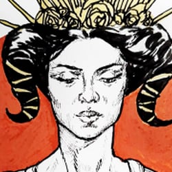 Lilith, 30×20cm, liner, acrylmarker., 2022.