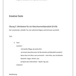 kreative Übersetzung – Werbetext in HTML (D-EN)