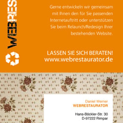 Flyer mit integrierter Visitenkarte Rückseite