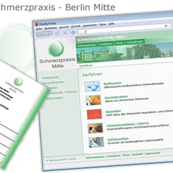 Schmerzpraxis – Logo, Recallkarten, Webseite