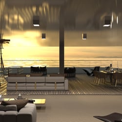 3D Animation für ein Yacht Design Innenansicht (Tag)
