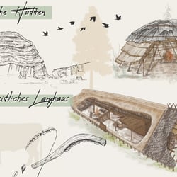 steinzeitliche Behausungen, für Zeiteninsel – Archäologisches Freilichtmuseum Marburger Land, Hessen