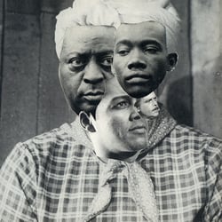 Analoge Collage „Dreikopf“