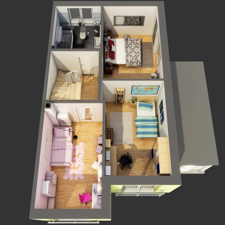 3D-Grundriss Obergeschoss