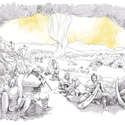 Illustration zur Lebensweise im Paläolithikum