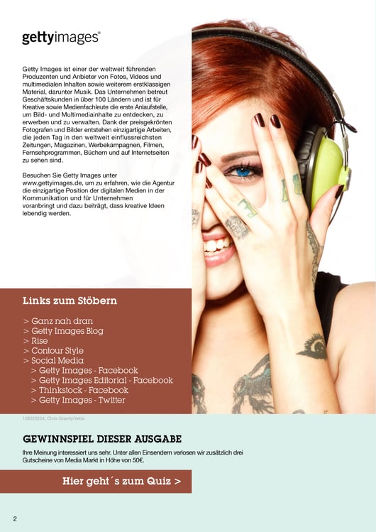 Magazin (Erstausgabe), gettyimages – Entwurf, Layout, Bildredaktion