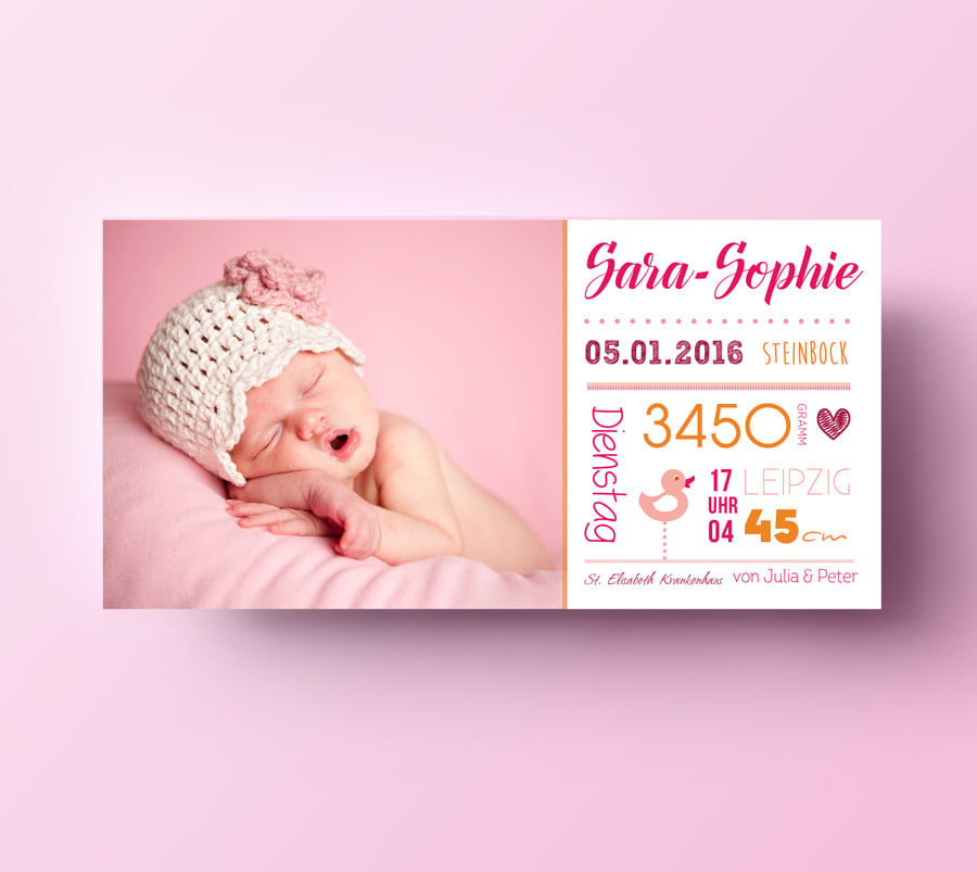 Geburtsanzeigen / Babykarten / Karte zur Geburt