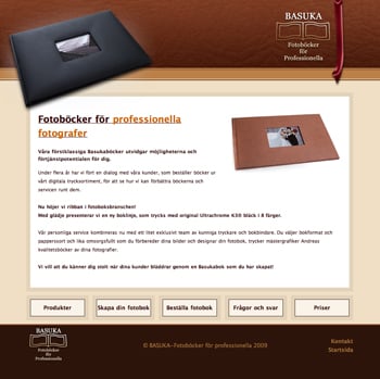 Startseite „Basuka – fotoböcker för professionella“