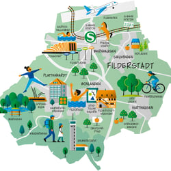 Illustrierter Stadtplan für Filderstadt