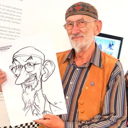 Live-Karikatur auf Papier