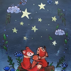 „Fox Family“ -Akryl auf Leinwand 2019, Privatauftrag -