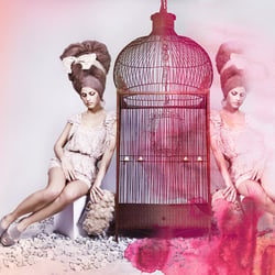 Nude Feather Clutch