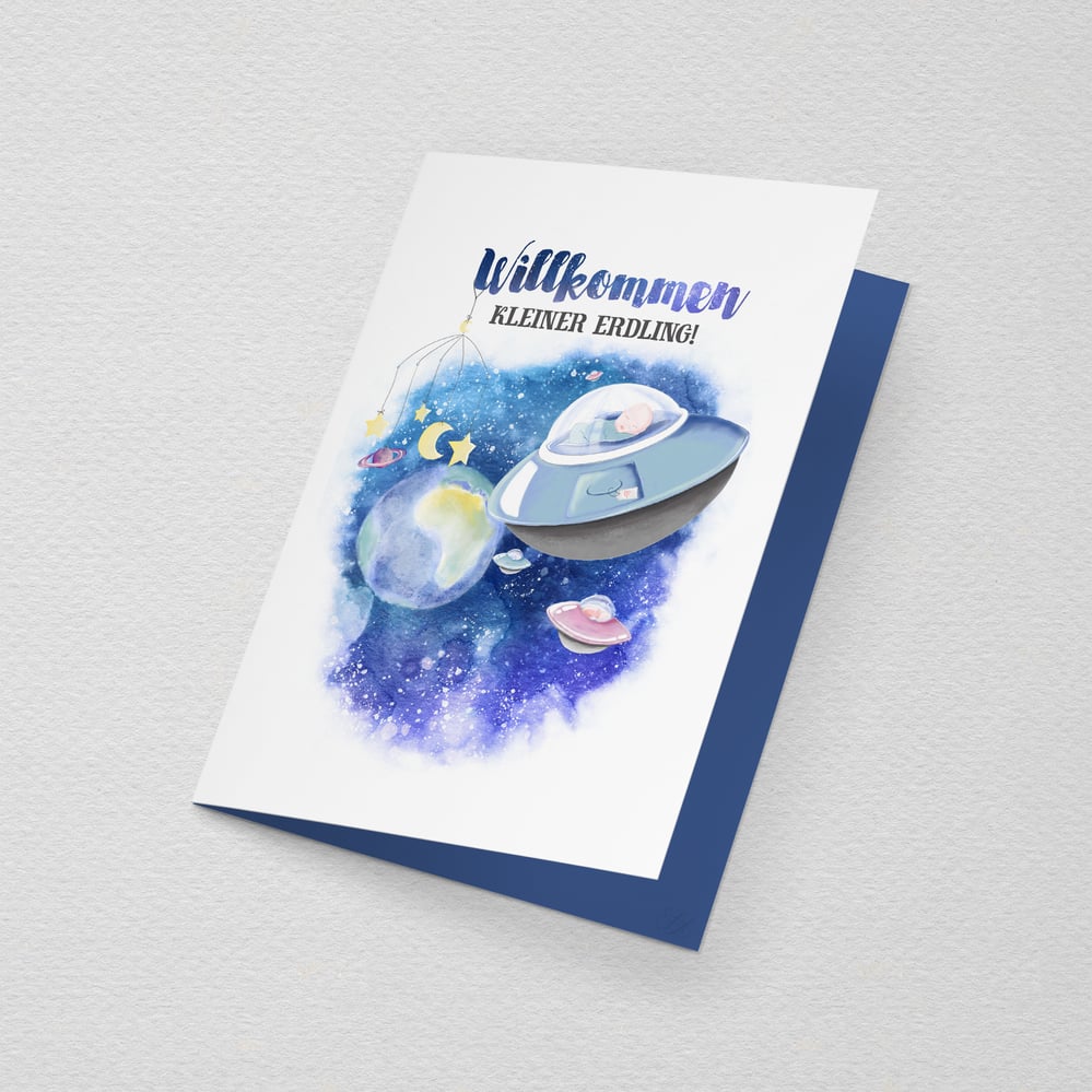 Grußkarte »Willkommen kleiner Erdling«