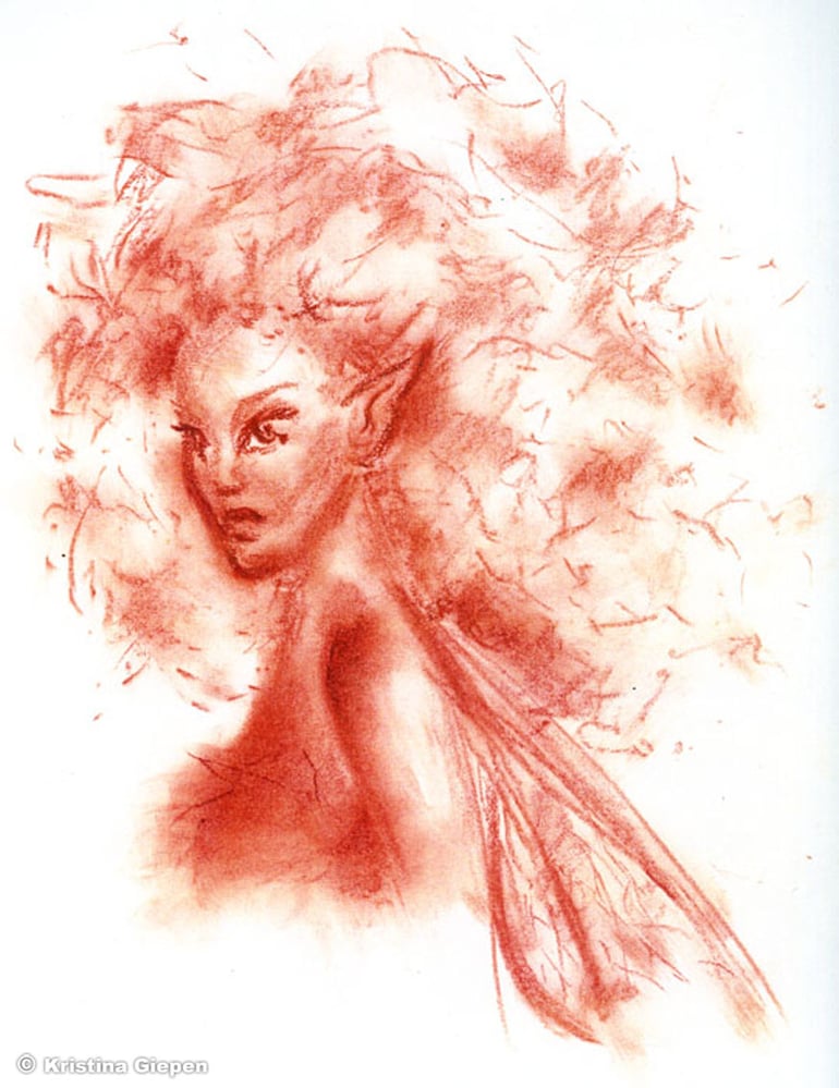 „Elfe“, Pastellkreide auf Papier