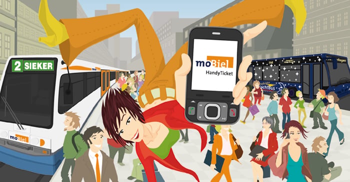 moBiel GmbH – HandyTicket für Bielefeld – Vektor Illustration
