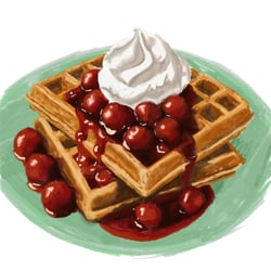 Waffel mit Kirschen – Digitale Food-Illustration