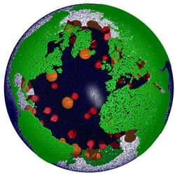 Influenzavirus in einem Globus