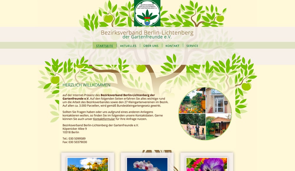 Screenshot Startseite www.gartenfreunde-liberg.de