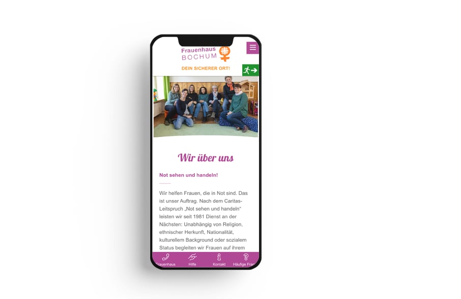 Website des Frauenhauses Bochum