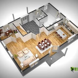 Grundriss 3D-Rendering