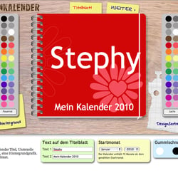 Das Cover des Taschenkalenders kann mit Grafiken und Text versehen werden.
